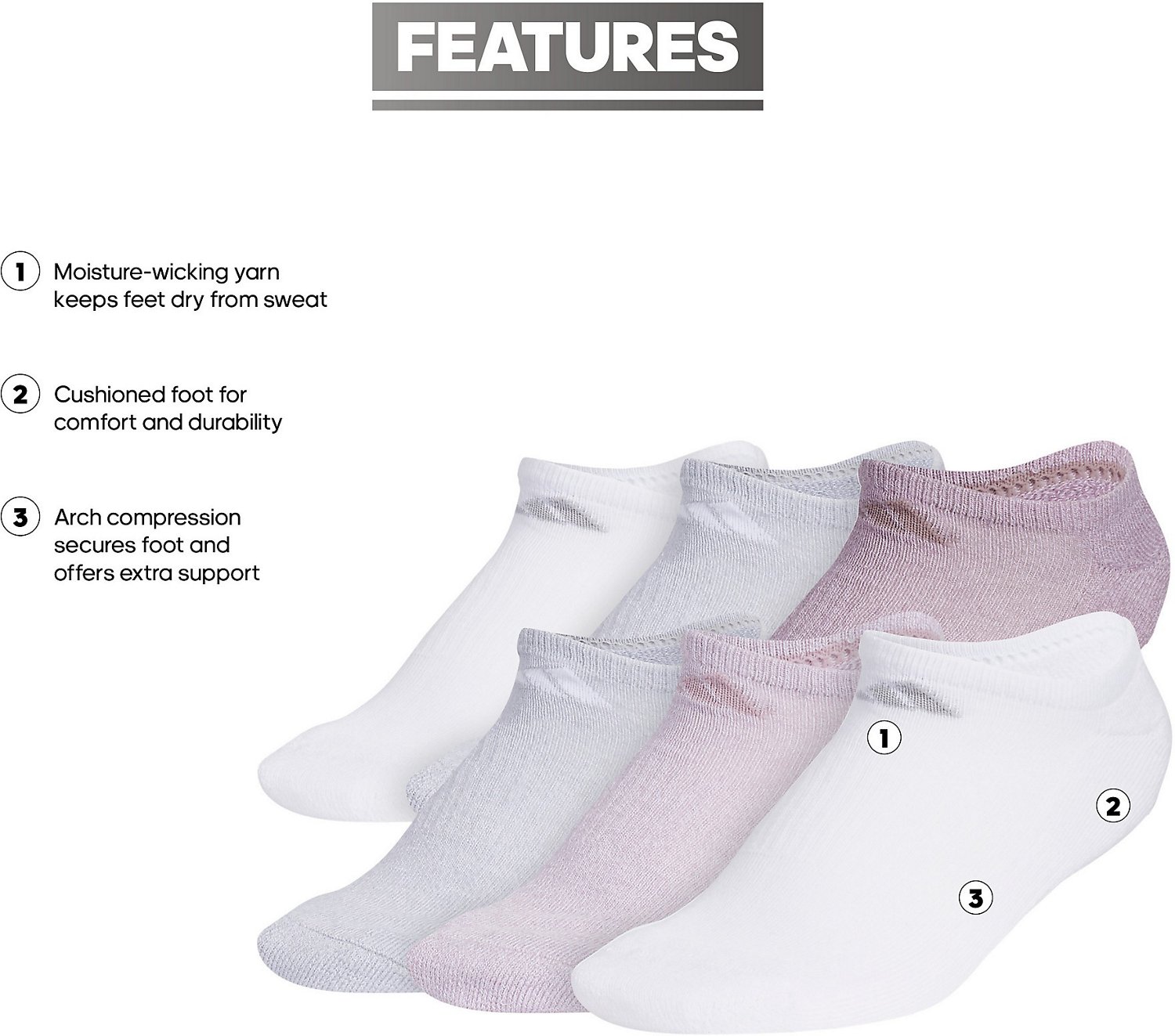 adidas Women's No-Show Socks 6 Pack - view number 6