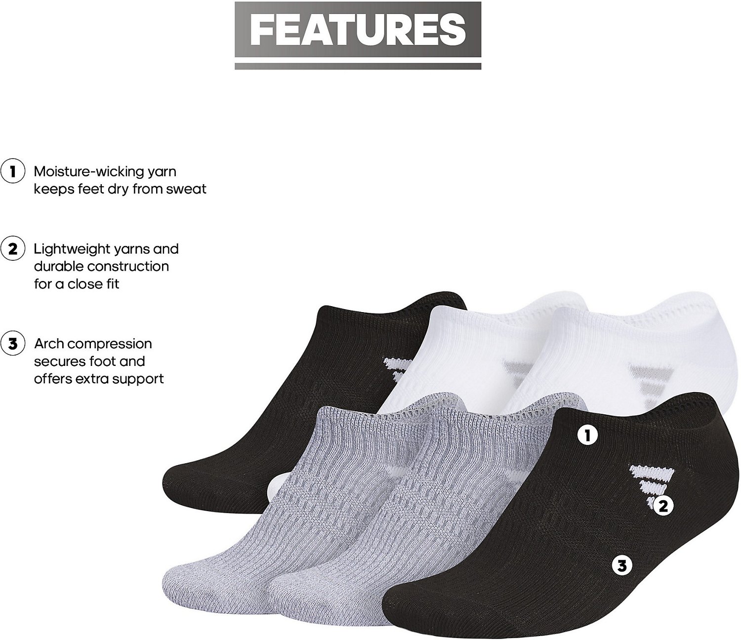 adidas Women's Superlite 3.0 Athletic No Show Socks - view number 6