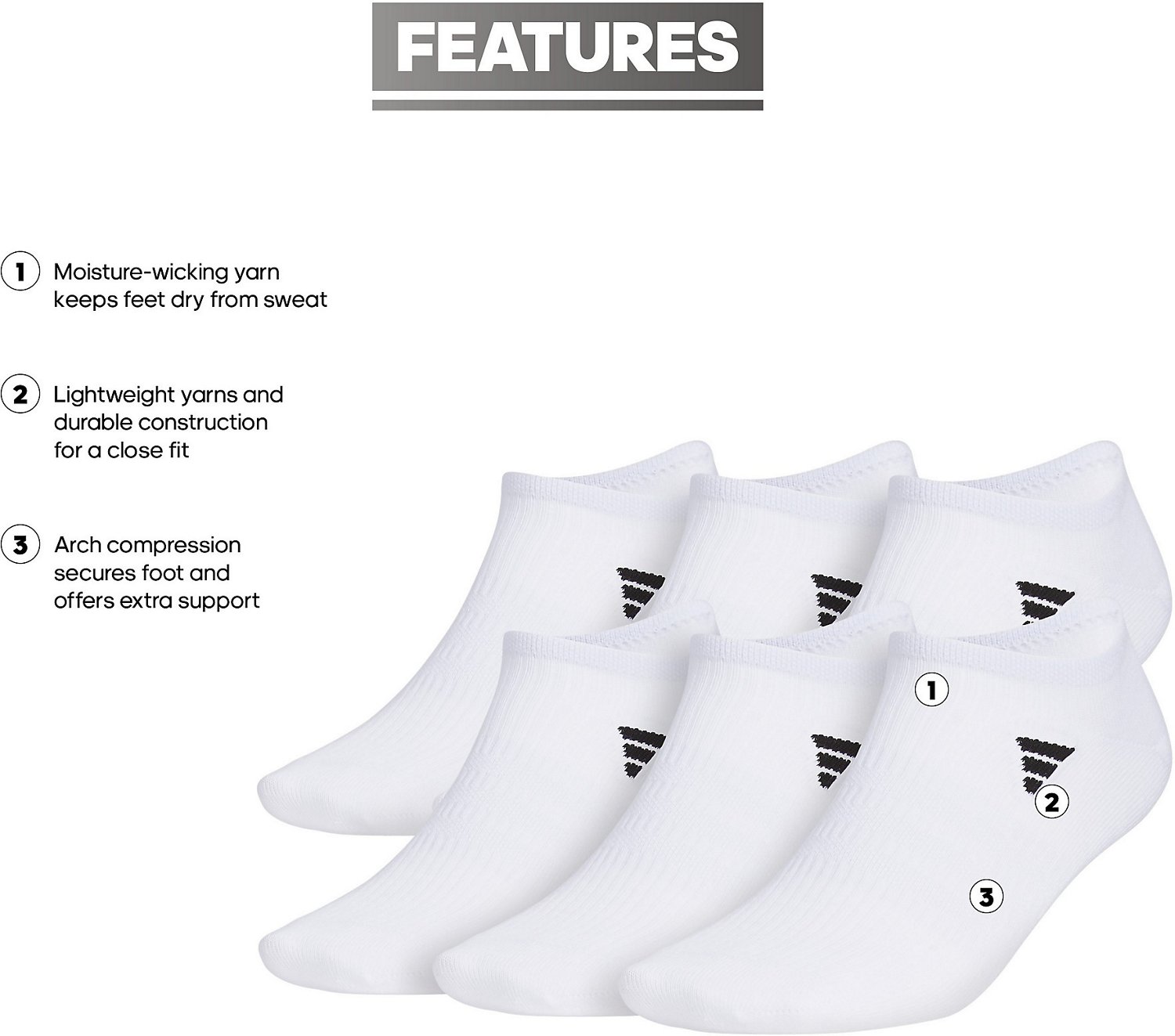 adidas Men's Superlite 3.0 Athletic No Show Socks