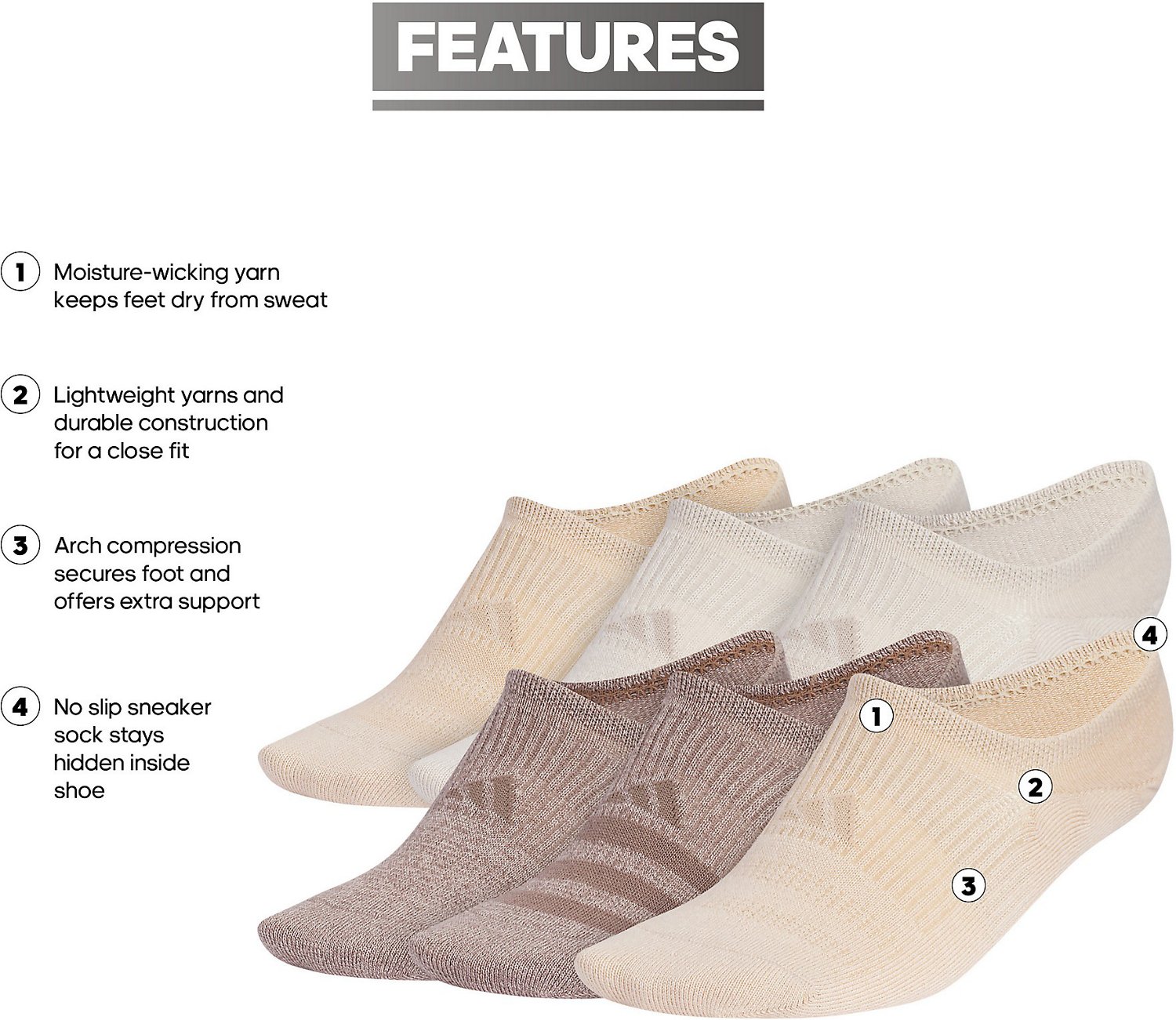 adidas Women's Superlite 3.0 Athletic Super No Show Socks - view number 6