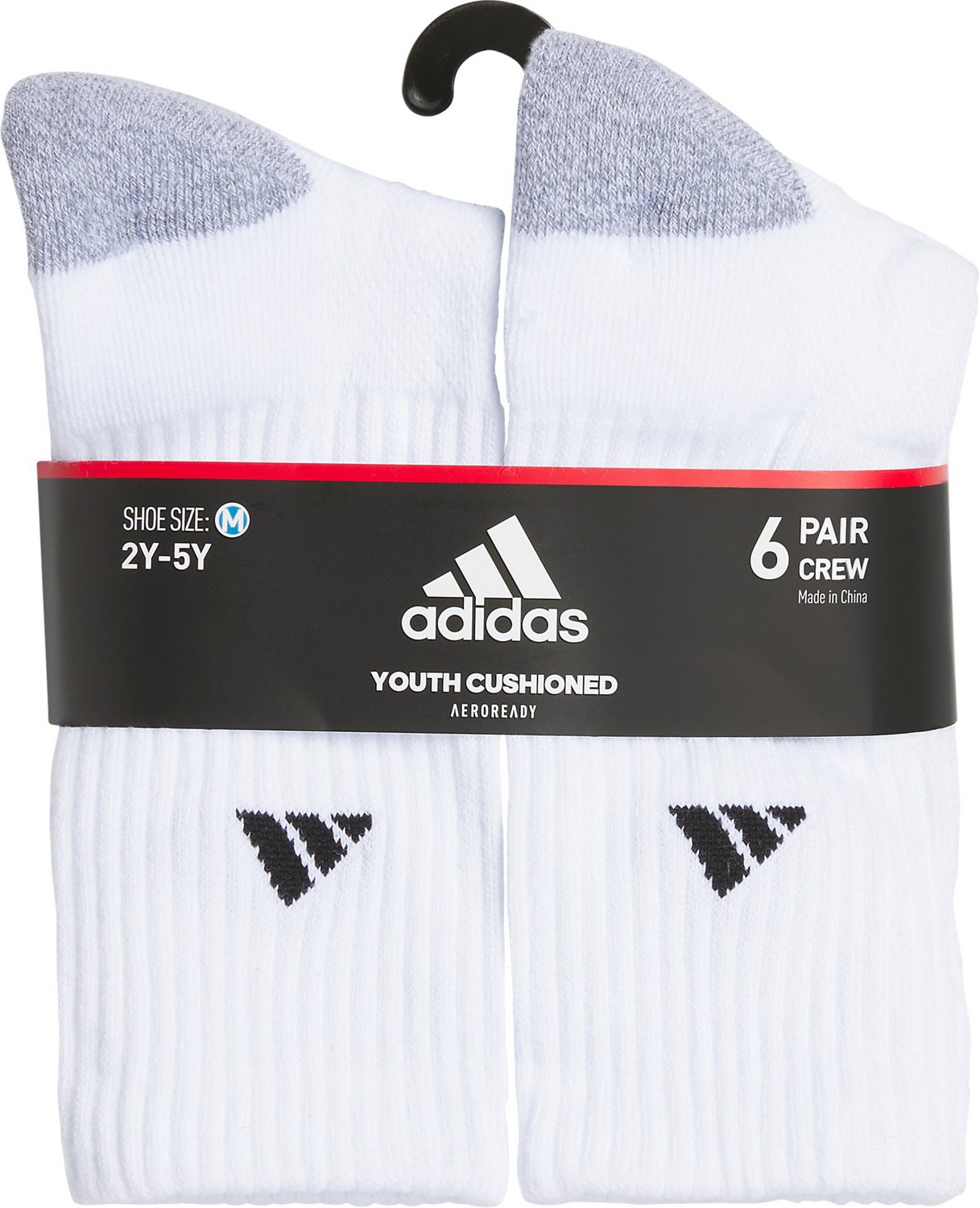 adidas Youth Cushioned Crew Socks 6 Pack