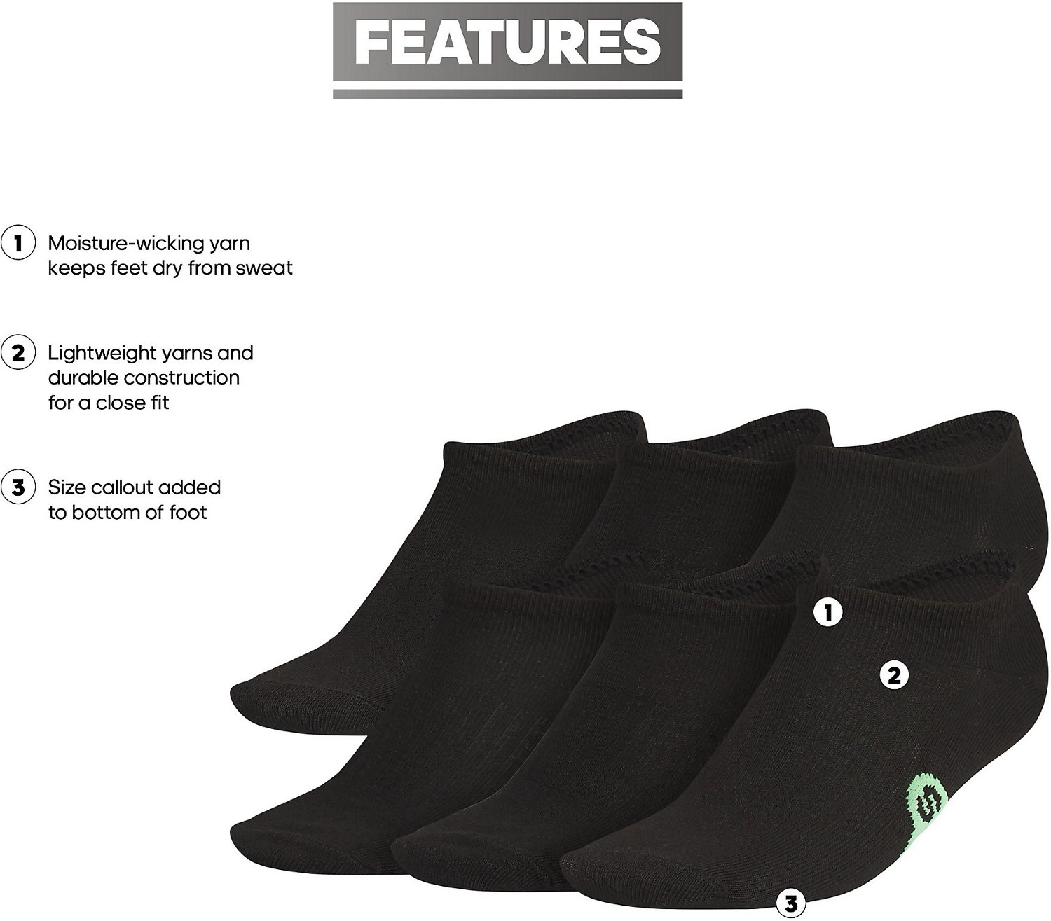 adidas Girls' Superlite Classic No Show Socks 6 Pack