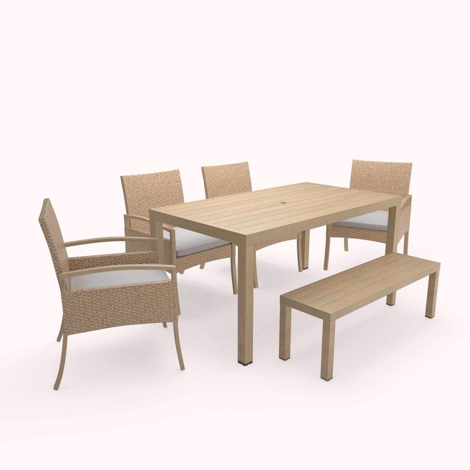 Mosaic 6 Piece Dining Set with Wicker and Faux Wood                                                                              - view number 2
