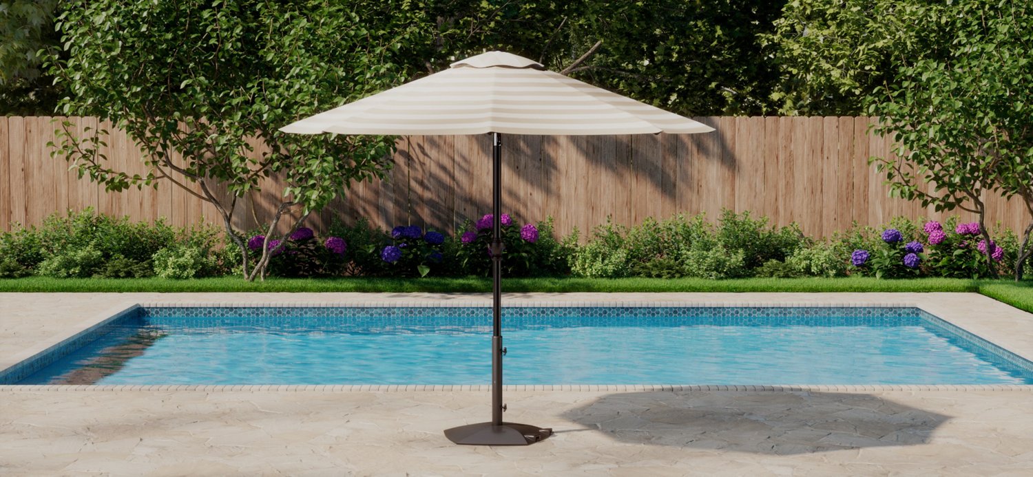 Mosaic Round 9 ft Patio Market Striped Umbrella                                                                                  - view number 3