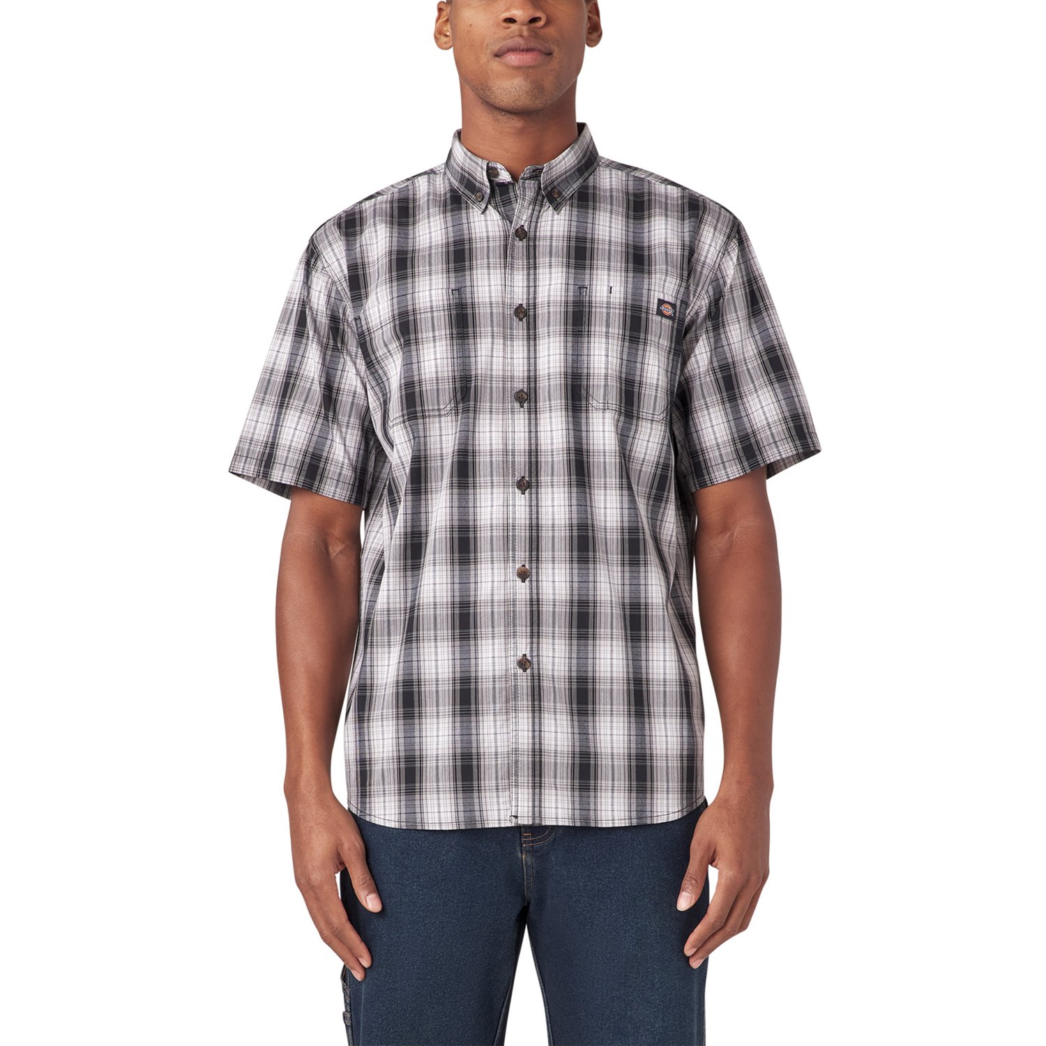 Dickies Men's Flex Woven Plaid Button Down Work Shirt