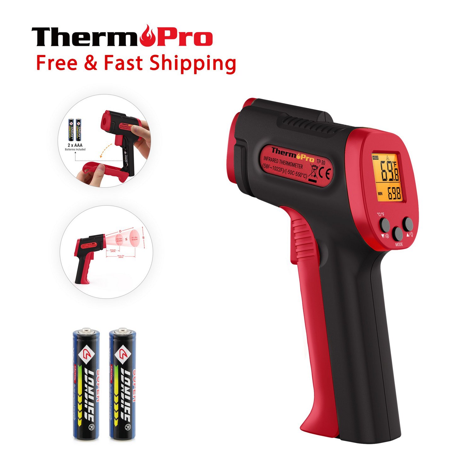 ThermoPro TP30Q Infrared Thermometer                                                                                             - view number 5
