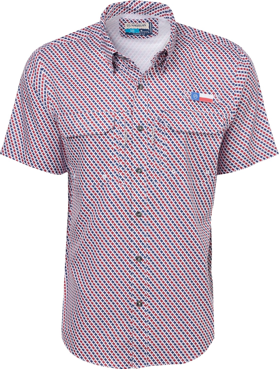 Magellan Outdoors Men's FishGear Local State Texas Print Short Sleeve  Button-Down Shirt
