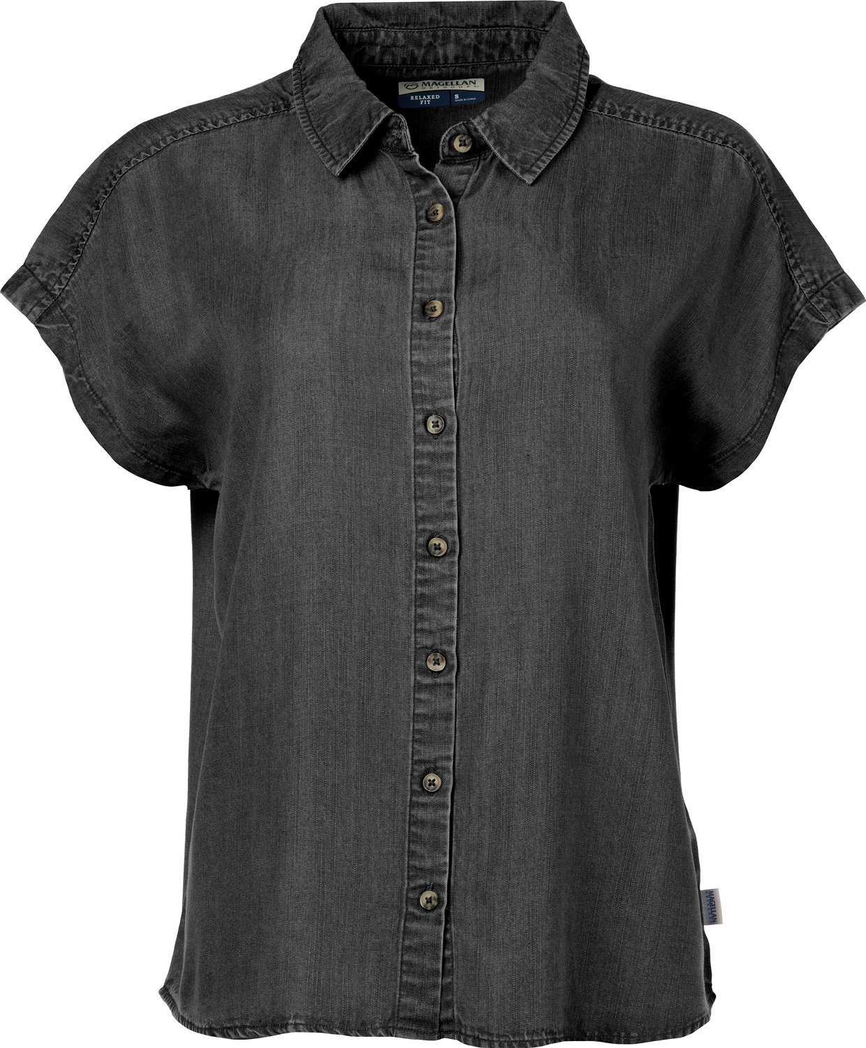 Magellan Outdoors Women's Barton Creek Chambray Short Sleeve Button Down