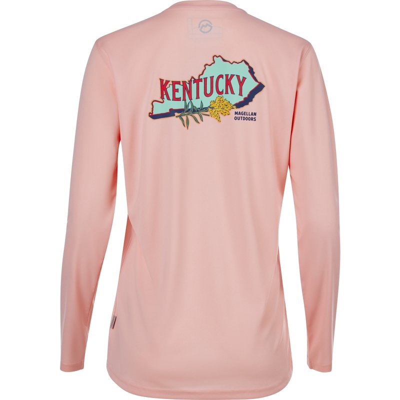 Magellan Outdoors Women's Local State Kentucky Long Sleeve Fishing Shirt Rose Quartz, X-Small - Women's Fishing Tops at Academy Sports