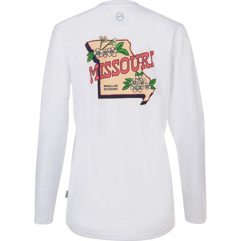 Magellan Outdoors Women's Local State Missouri Long Sleeve Fishing Shirt Bright White, X-Small - Women's Fishing Tops at Academy Sports