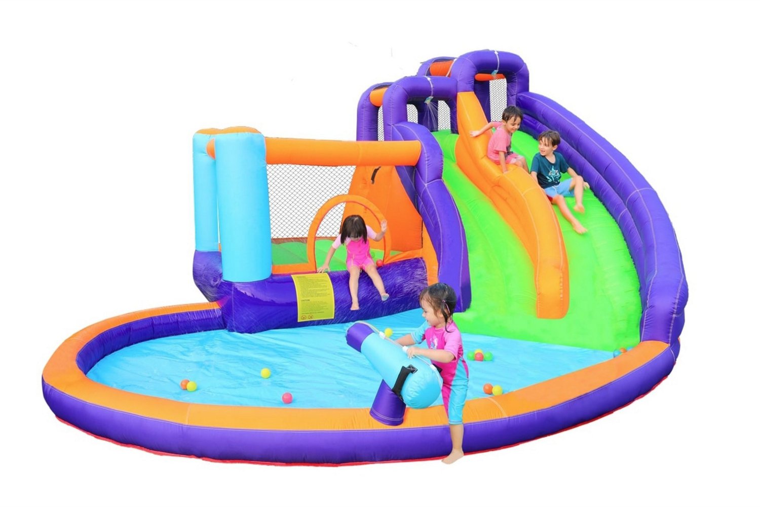 CocoNut Castles Double Slide Water Park with Water Cannon