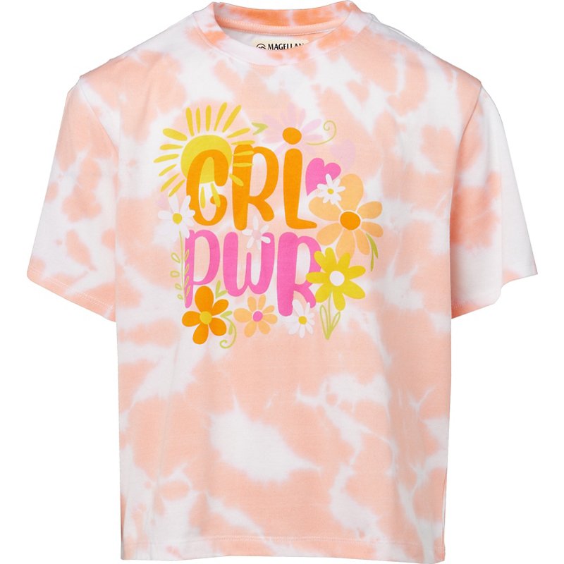 Magellan Outdoors Girls' Girl Power Graphic Short Sleeve T-Shirt Orange, Large - Girls Outdoor Tops at Academy Sports