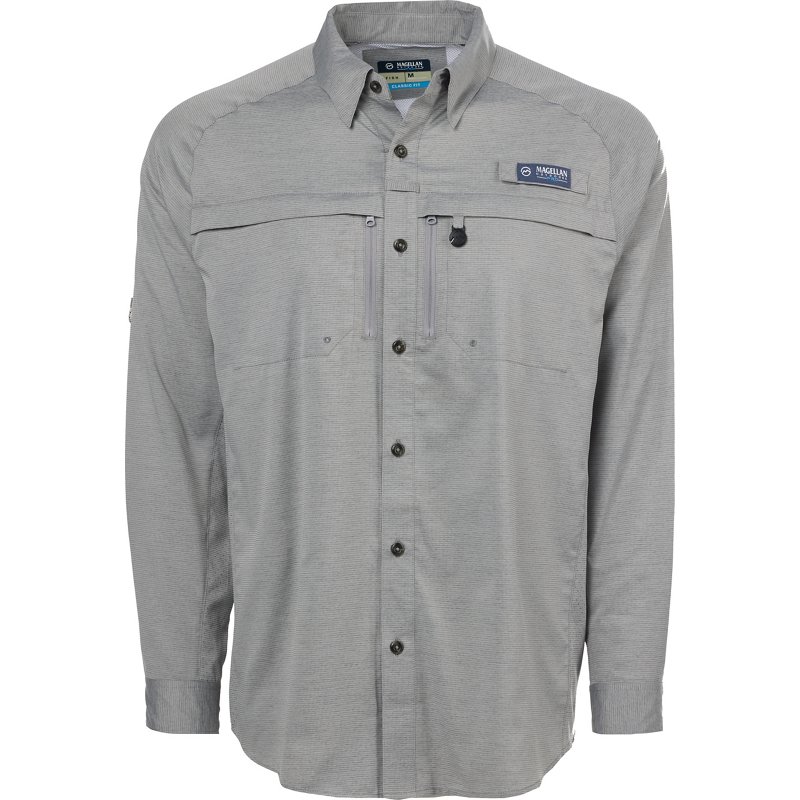 Magellan Outdoors Men's Heather Pro Angler Long Sleeve Fishing Shirt Monument, X-Large - Men's Fishing Tops at Academy Sports