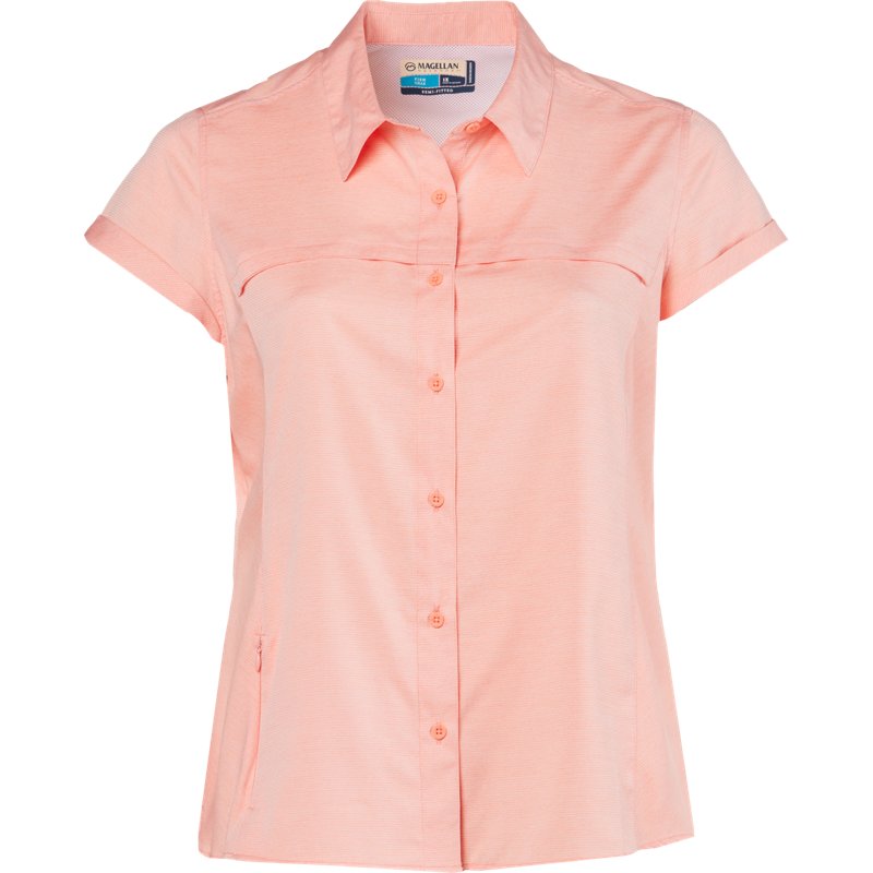 Magellan Outdoors Women's Overcast Plus Size Fishing Shirt Fresh Salmon Heather, 1X - Women's Outdoor Short-Sleeve Tops at Academy Sports