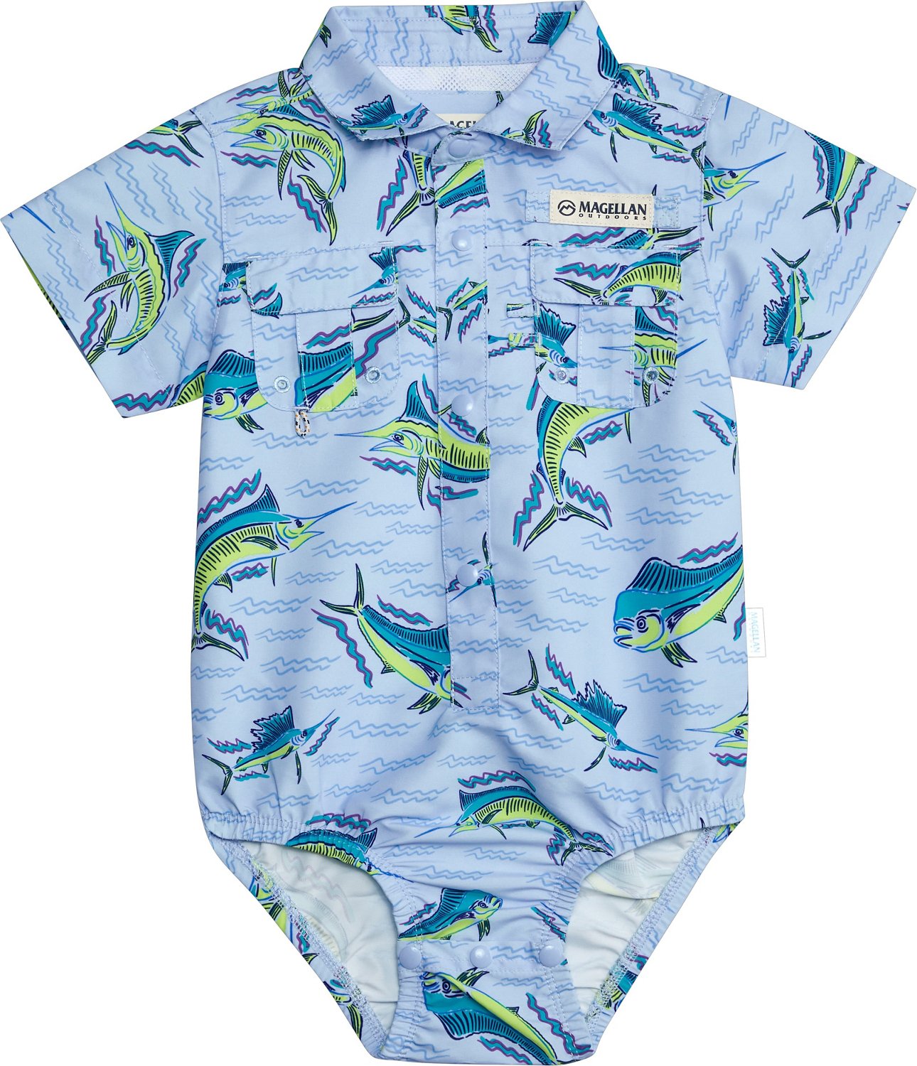 Magellan Infant Boys' Laguna Madre Print Short Sleeve Onesie Academy