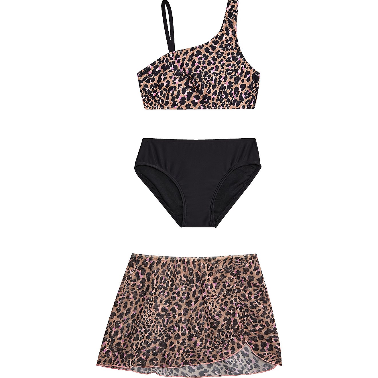 O'Rageous Girls' 3-Piece Leopard Skirt Swimsuit Set                                                                              - view number 1