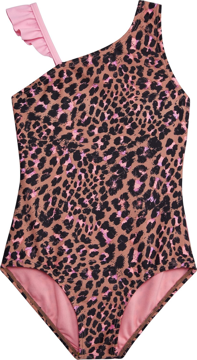 Orageous Girls Leopard Ruffle One Piece Swimsuit Academy