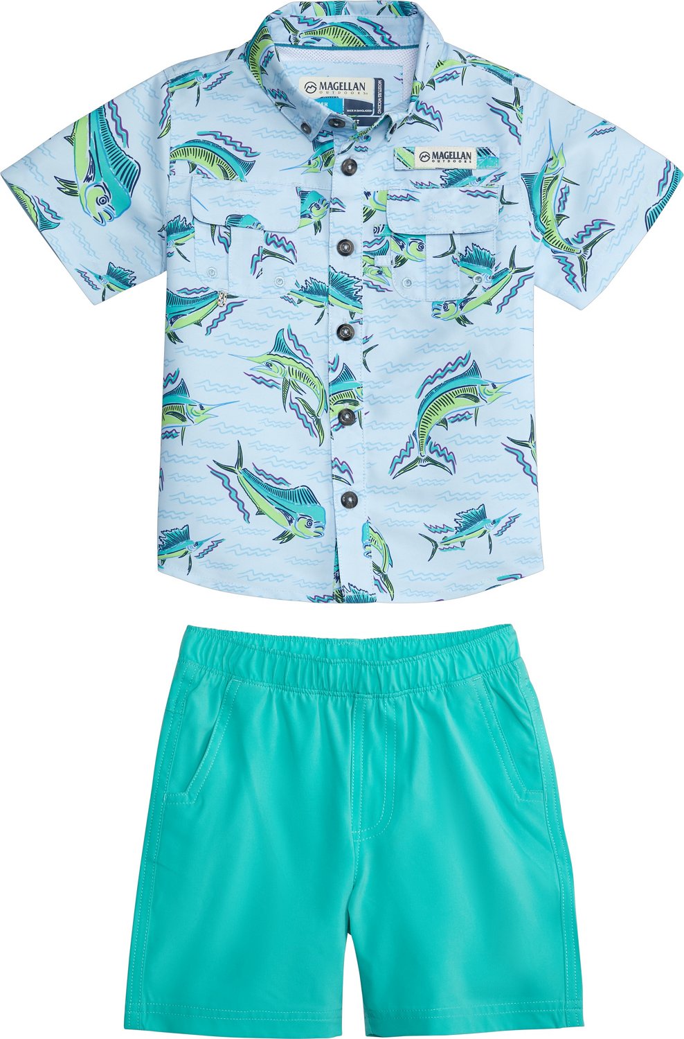 Academy Sports + Outdoors Magellan Outdoors Toddler Boys' Laguna Madre  Print Shirt and Shorts Set