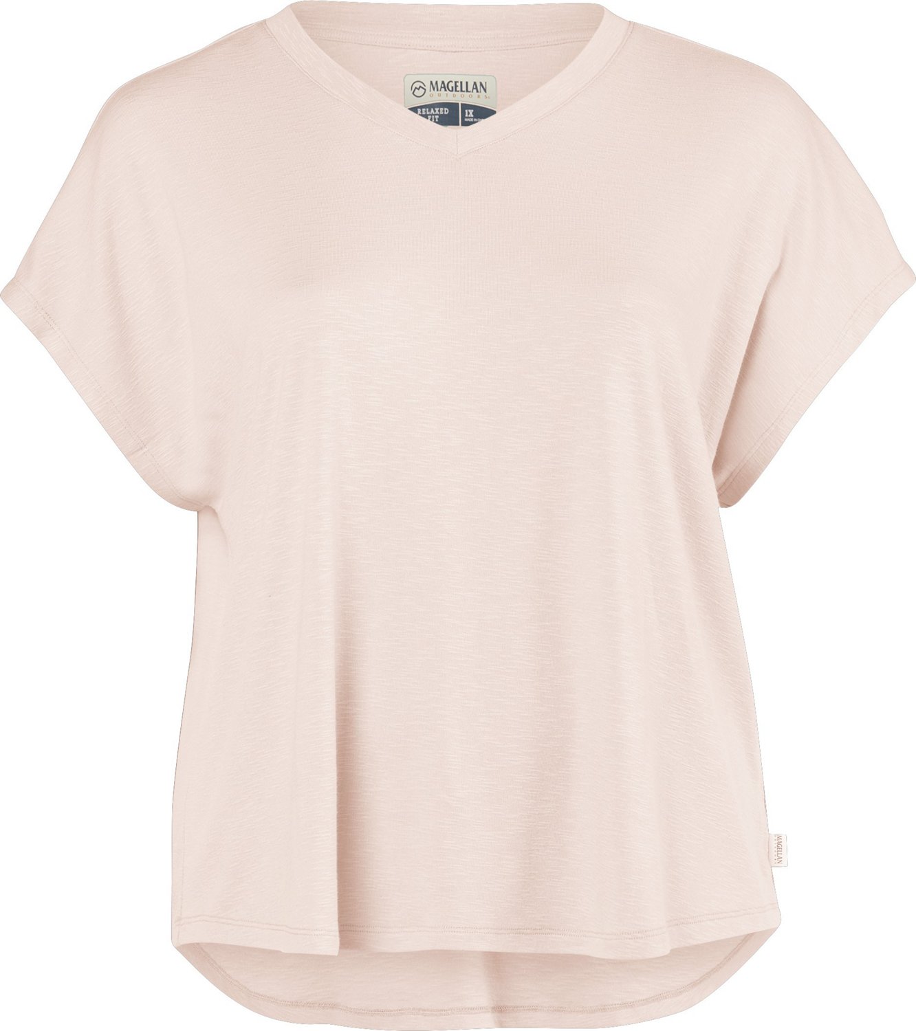 Magellan Outdoors Women's Pecos Ridge Stripe Short Sleeve Plus Size V-neck Shirt