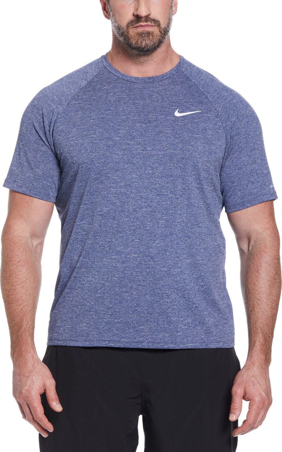 Nike Men's Big and Tall Swim Heather Short Sleeve Hydroguard Swim Top                                                            - view number 1 selected