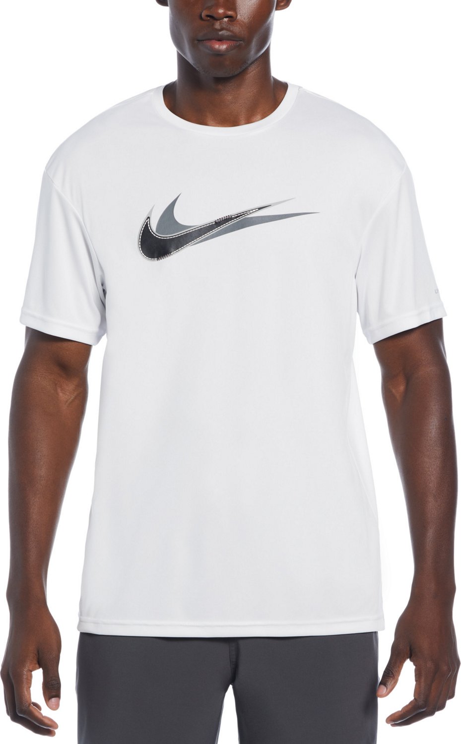 Nike Men's Swim Stacked Swoosh Short Sleeve Hydroguard Swim Top
