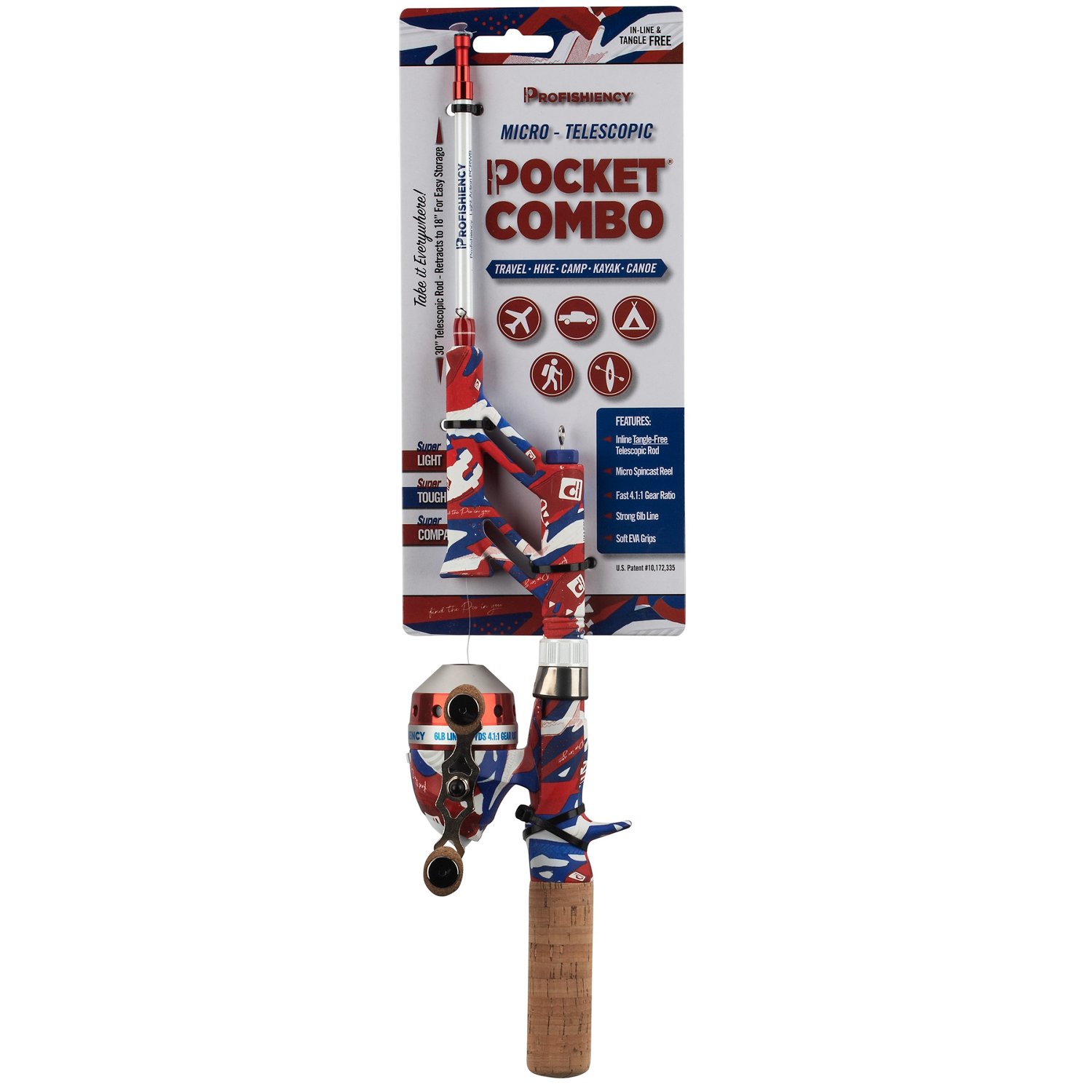 ProFISHiency Krazy Americana Red White and Blue Pocket Spincast Rod and Reel Combo - view number 7
