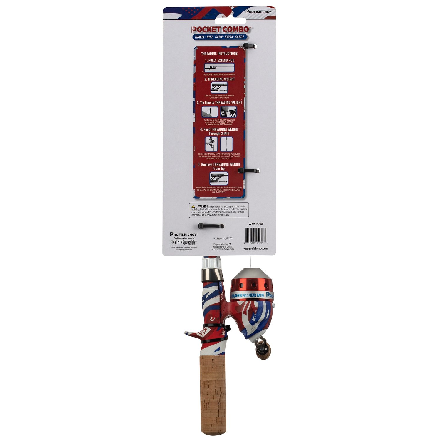 ProFISHiency Krazy Americana Red White and Blue Pocket Spincast Rod and Reel Combo - view number 8