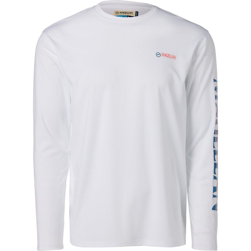 Magellan Outdoors Men's Casting Crew Long Sleeve T-Shirt Bright White Rainbow Trout, Small - Men's Fishing Tops at Academy Sports