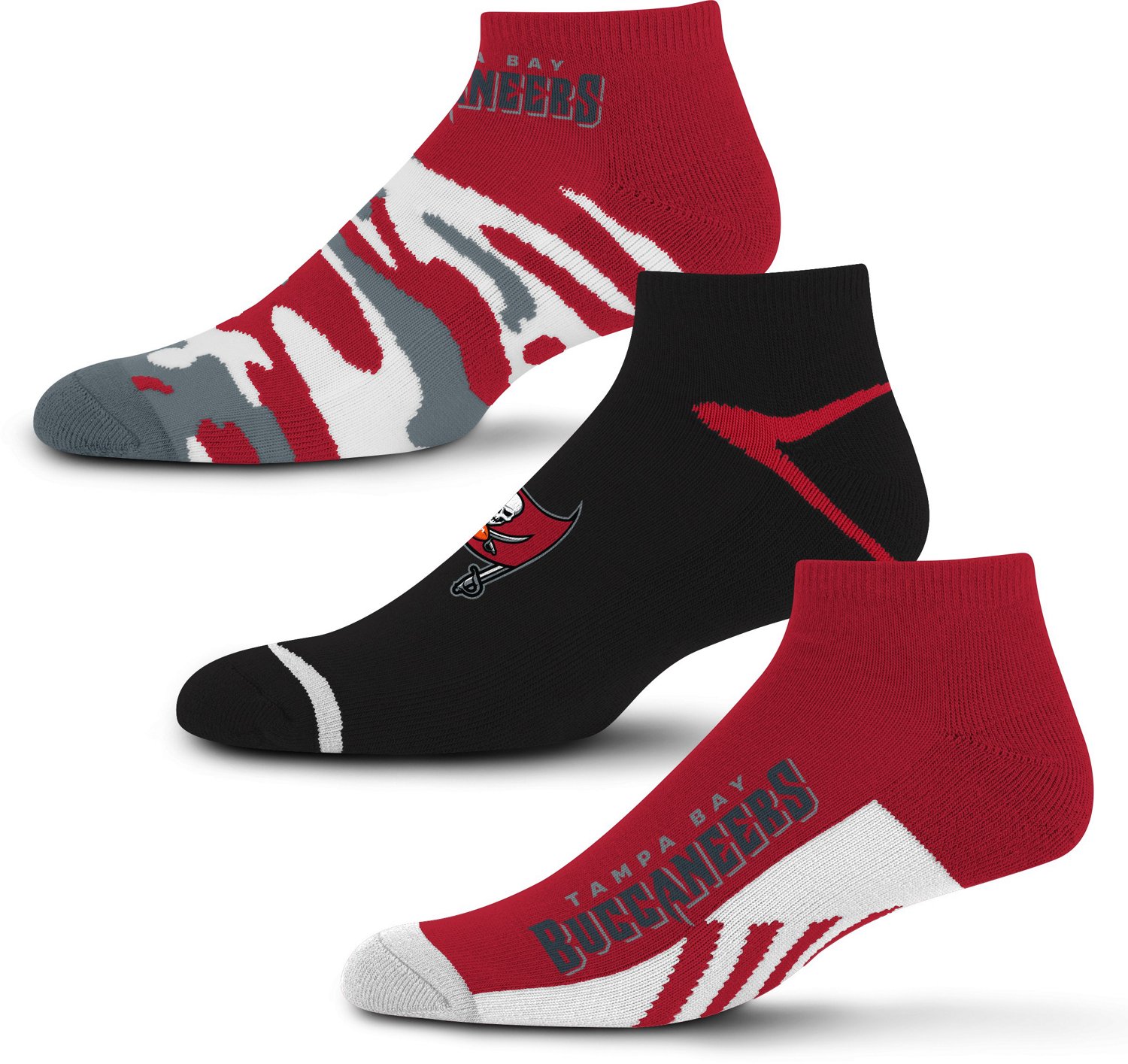 For Bare Feet Tampa Bay Buccaneers Camo Boom Socks 3-Pack