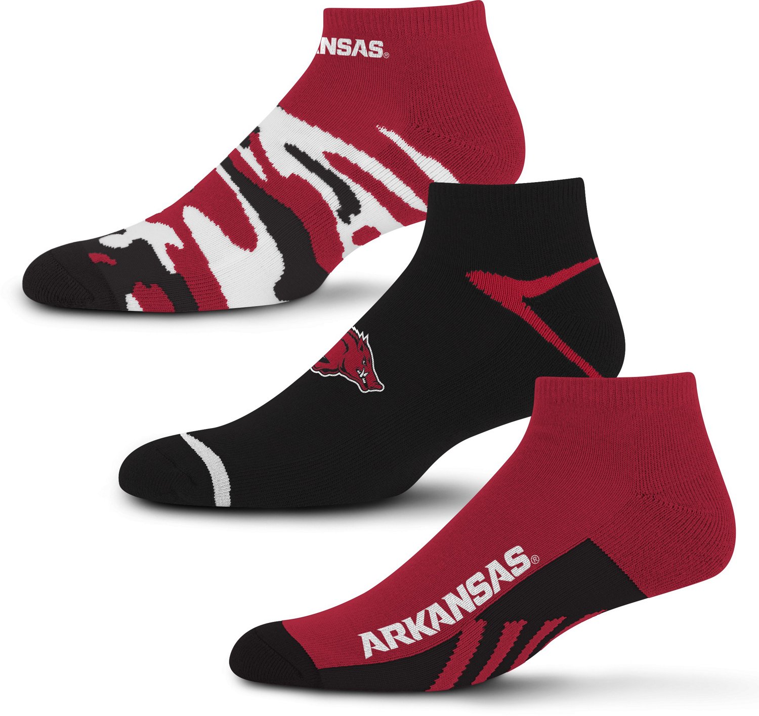 For Bare Feet University of Arkansas Camo Boom Socks 3-Pack                                                                      - view number 1 selected