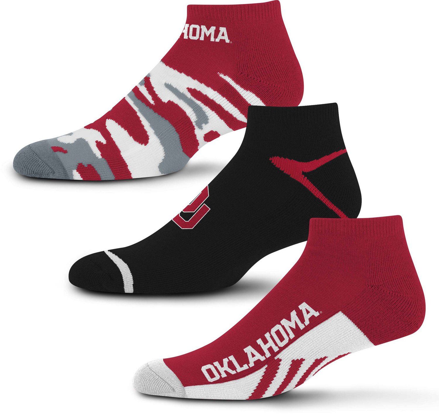 For Bare Feet University of Oklahoma Camo Boom Socks 3-Pack - view number 1