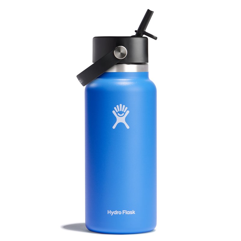 Hydro Flask 32 oz Wide Mouth Water Bottle with Flex Straw Cap Cascade - Thermos/Cups &koozies at Academy Sports