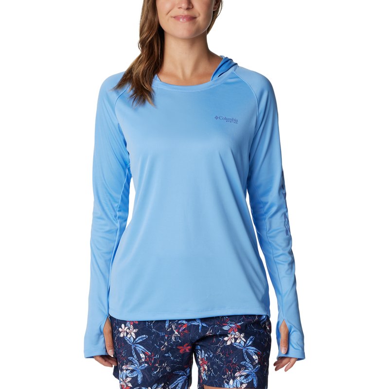 Columbia Sportswear Women's Tidal Tee Hoodie White Cap/Bluebell Logo, X-Small - Women's Fishing Tops at Academy Sports