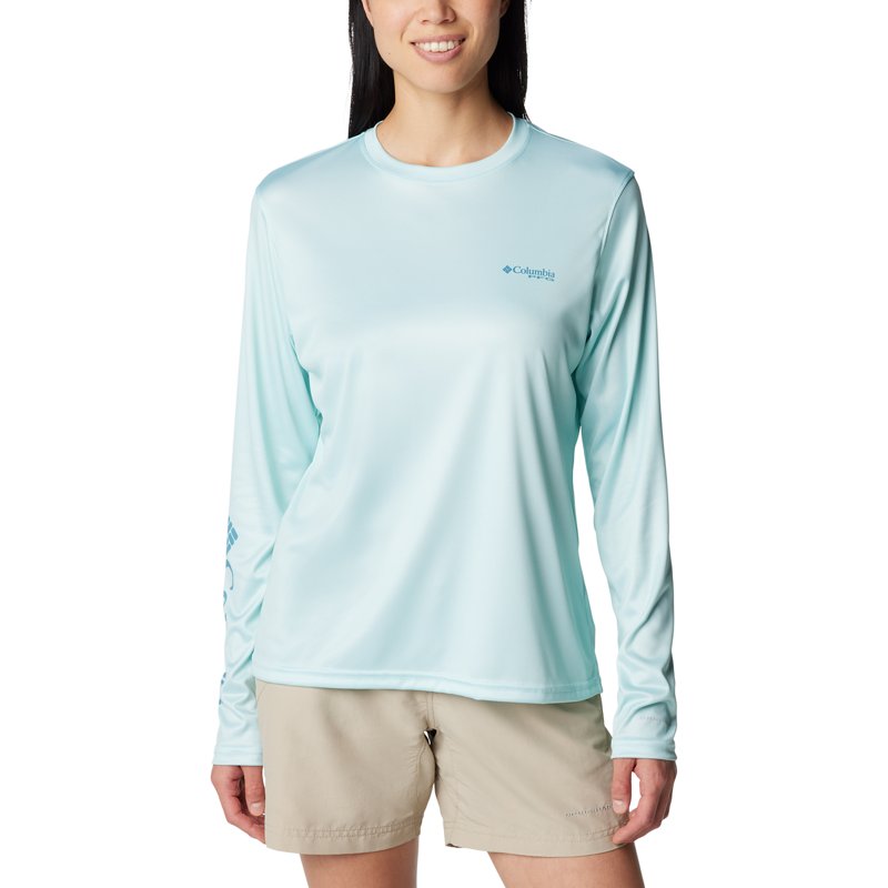 Columbia Sportswear Women's Tidal Tee PFG Fish Star Long Sleeves T-Shirt Icy Morn/Fish Star Splashflora, X-Small - Women's Fishing Tops