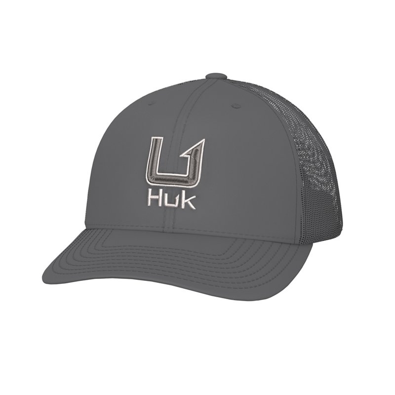 Huk Filled Barb U Trucker Hat Volcanic Ash - Men's Hunting/Fishing Headwear at Academy Sports