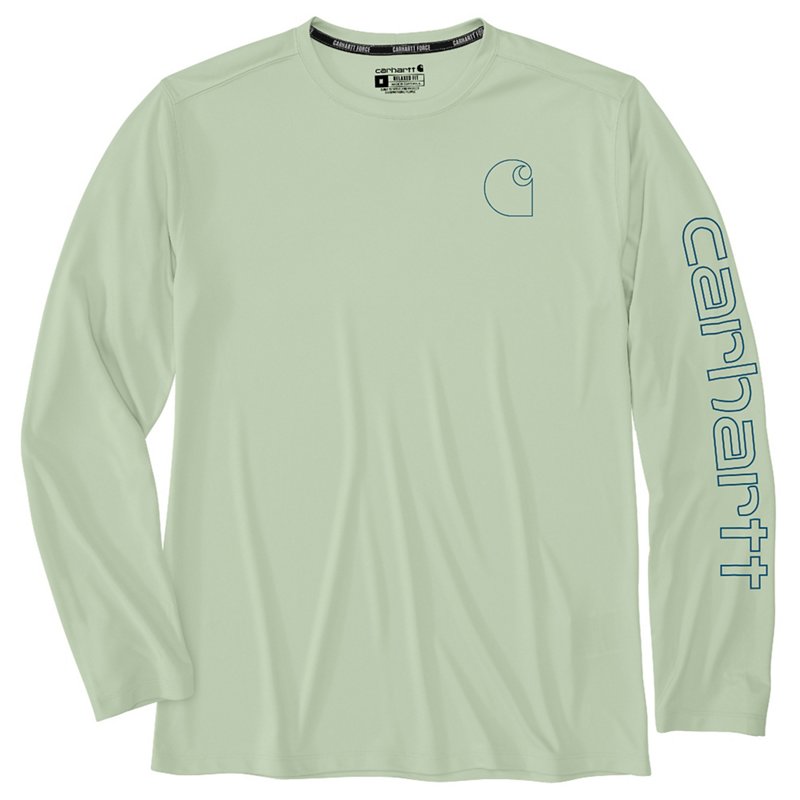 Carhartt Men's Force Sun Defender Lightweight Long Sleeve T-Shirt Green, Medium - Men's Longsleeve Work Shirts at Academy Sports