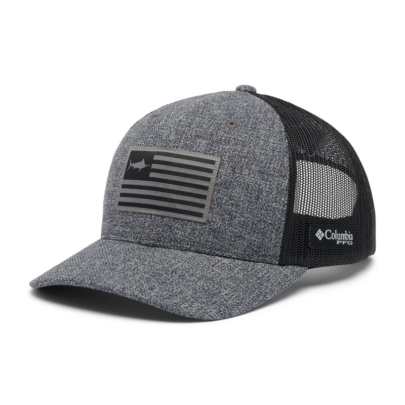 Columbia Sportswear Men's PFG Patch Mesh Snapback High Fish Flag Cap Grill Heather/Black - Men's Hunting/Fishing Headwear at Academy Sports