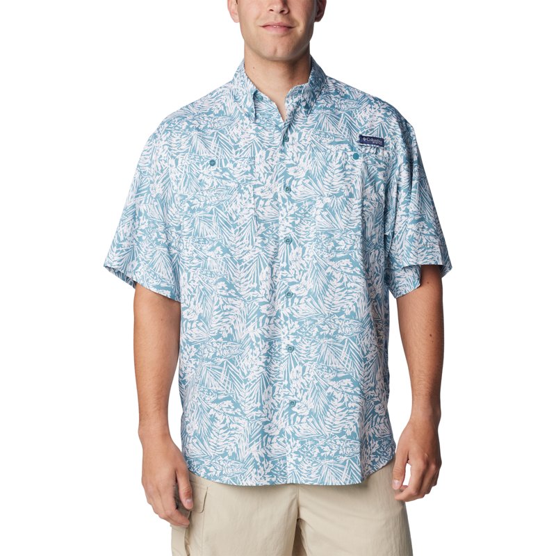Columbia Sportswear Men's PFG Super Tamiami Short Sleeve Shirt Canyon Blue/Tunado Tonal, Small - Men's Fishing Tops at Academy Sports