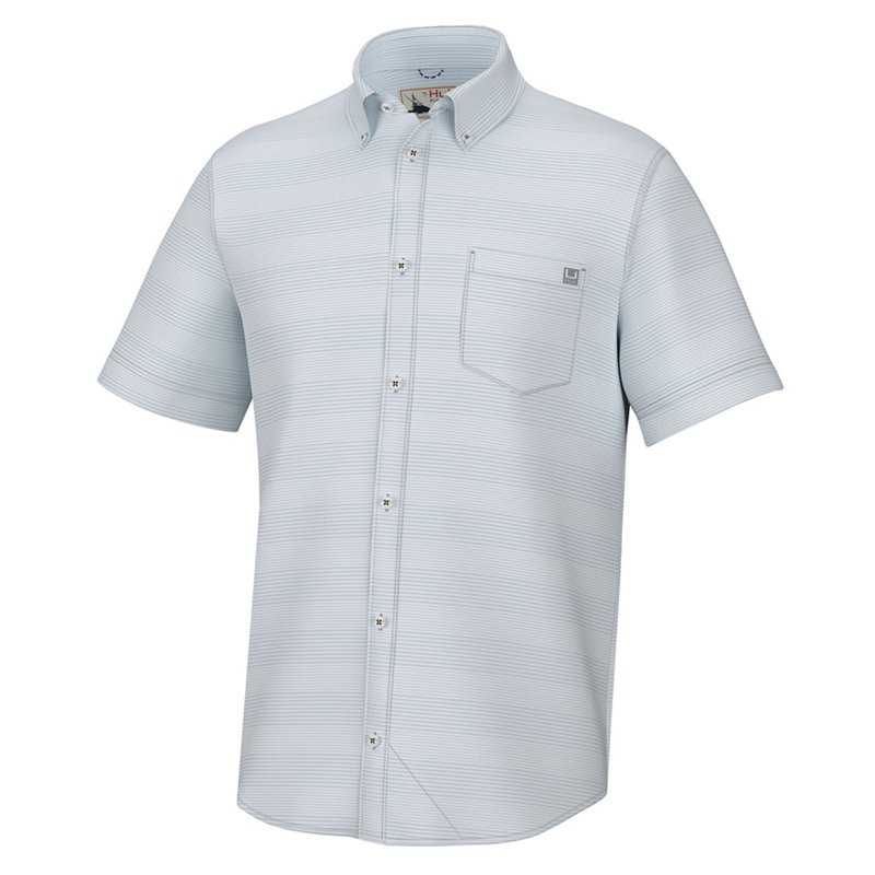 Huk Men's Kona Cross Dye Stripe Short Sleeve Shirt White, Medium - Men's Fishing Tops at Academy Sports