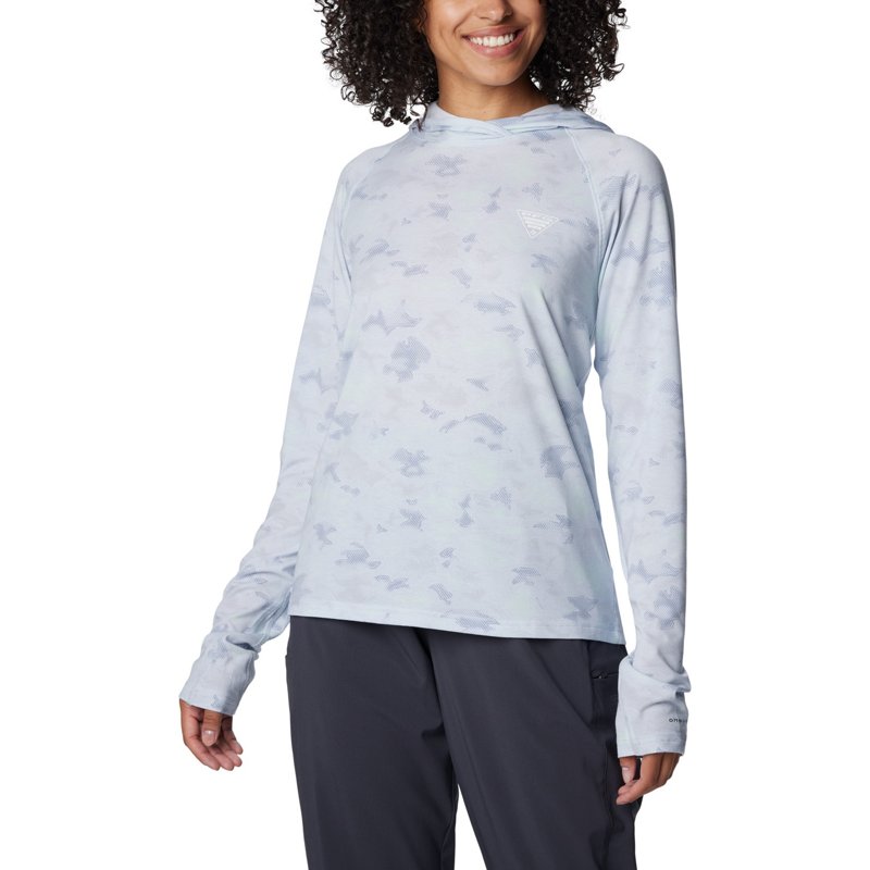 Columbia Sportswear Women's PFG Uncharted Hoodie Cirrus Grey Uncharted Waters, X-Small - Women's Fishing Tops at Academy Sports