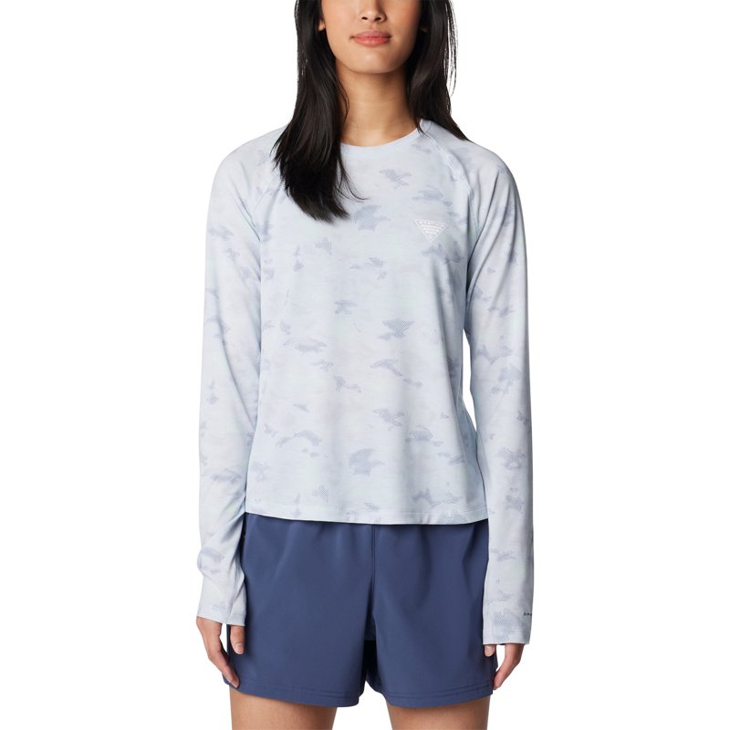 Columbia Sportswear Women's PFG Uncharted Knit Long Sleeve Shirt Cirrus Grey Uncharted Waters, Small - Women's Fishing Tops at Academy Sports