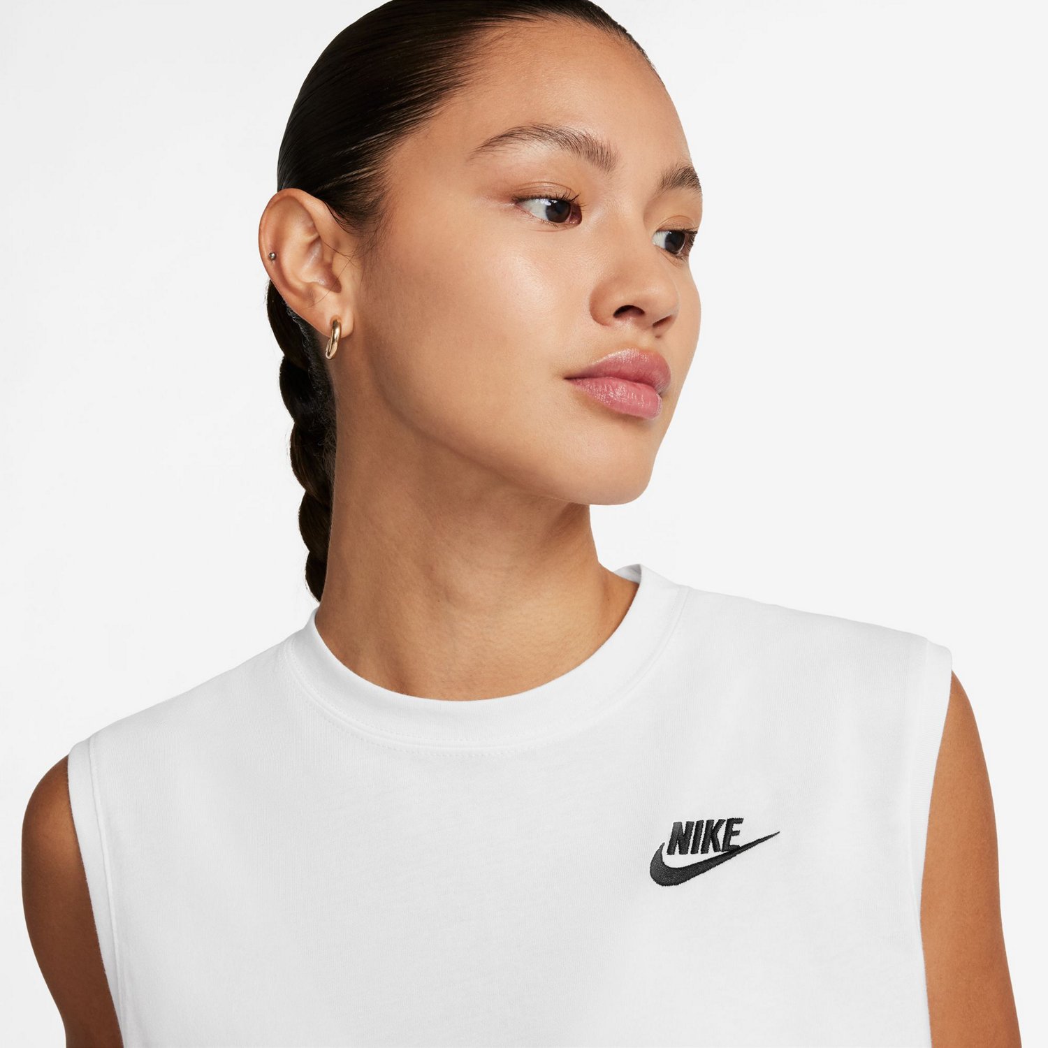 売れ筋商品|||ナイキ カットソー トップス レディース Sportswear Women's Club Cotton Sleeveless Cropped Logo T-Shirt Black Nike Women's Sportswear Club Sleeveless Cropped T-shirt