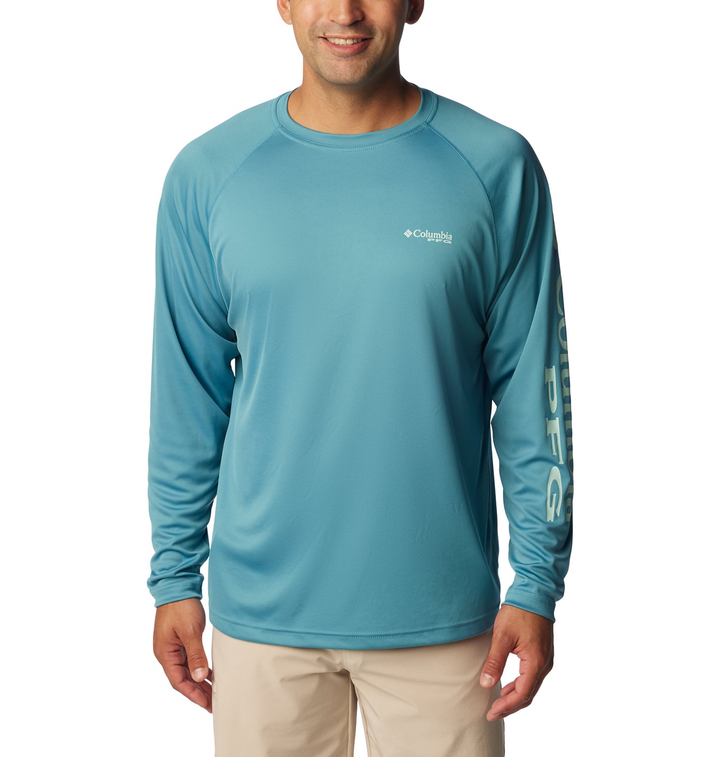 Columbia Mens PFG Columbia Bertrand T-Shirt - Aqua Blue - Medium