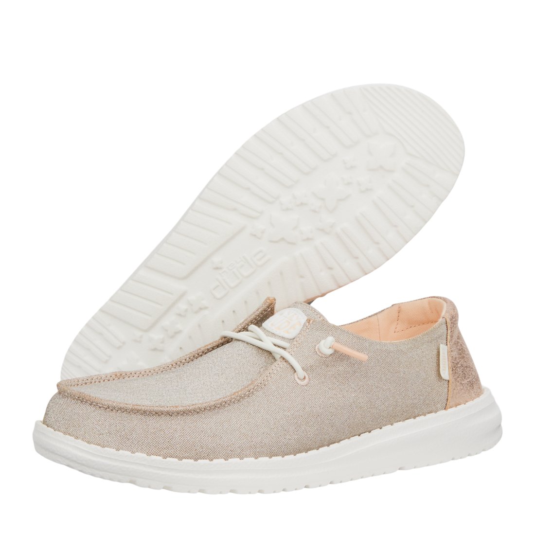 HEYDUDE Women's Wendy Metallic Sparkles Rose Slip-On Shoes - view number 6