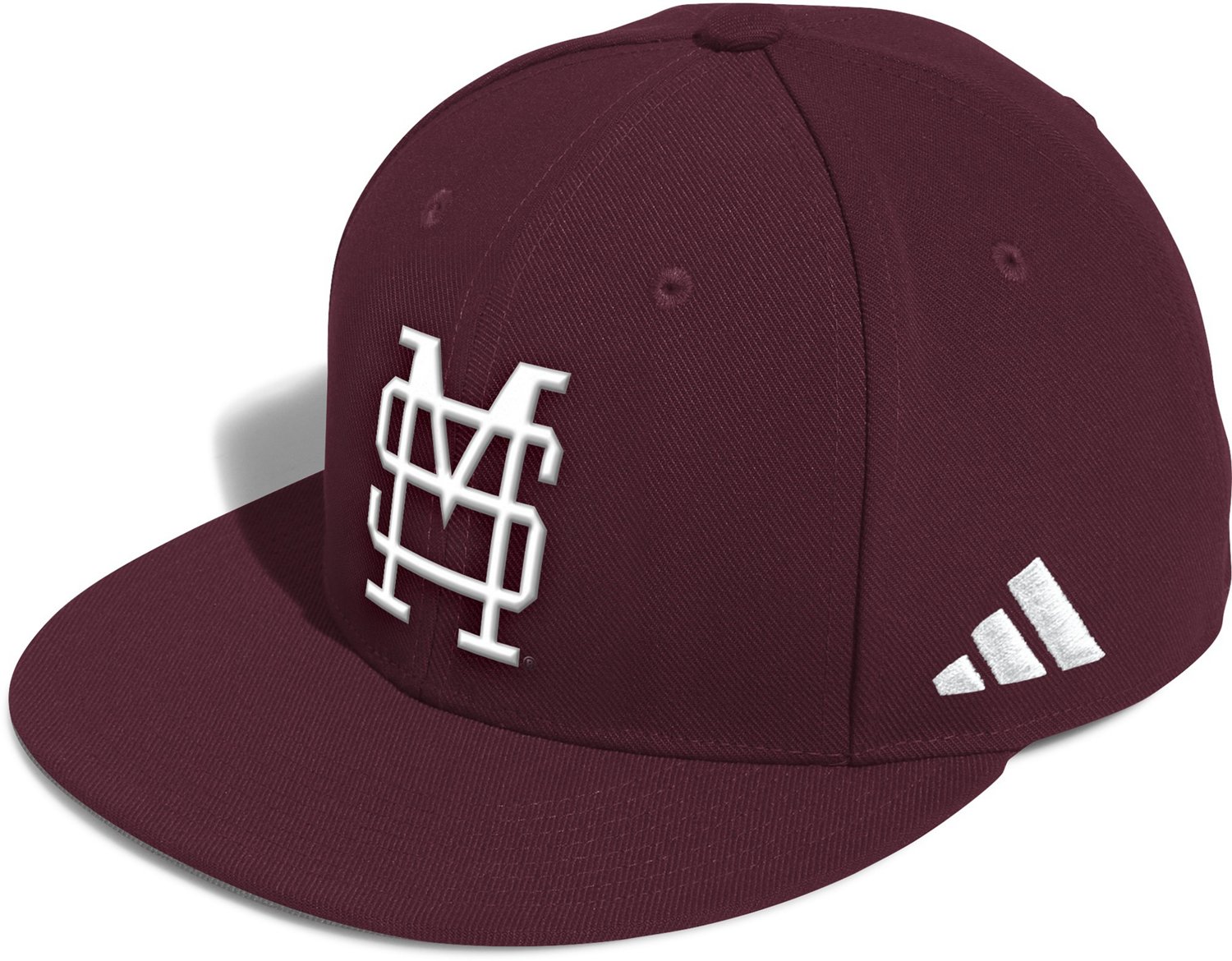 adidas Men s Mississippi State University Flatbill Fitted Baseball Cap Academy