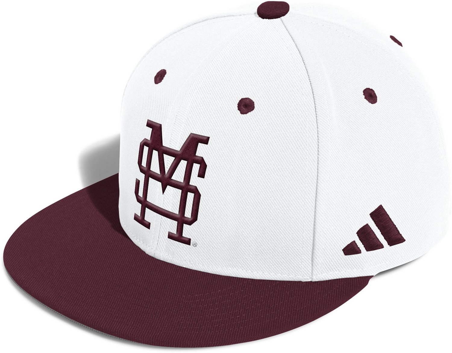 adidas Men's Mississippi State University Flatbill Fitted Baseball Cap