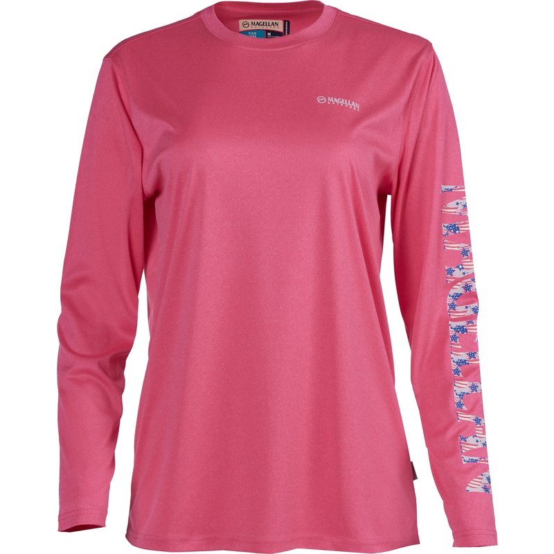 Magellan Outdoors Women's Caddo Lake Logo Crew Long Sleeve T-Shirt Raspberry Sorbet, X-Small - Women's Fishing Tops at Academy Sports