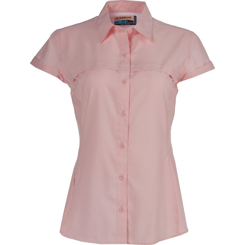 Magellan Outdoors Women's Overcast Fishing Button-Down Shirt Rose Quartz, Large - Women's Fishing Tops at Academy Sports