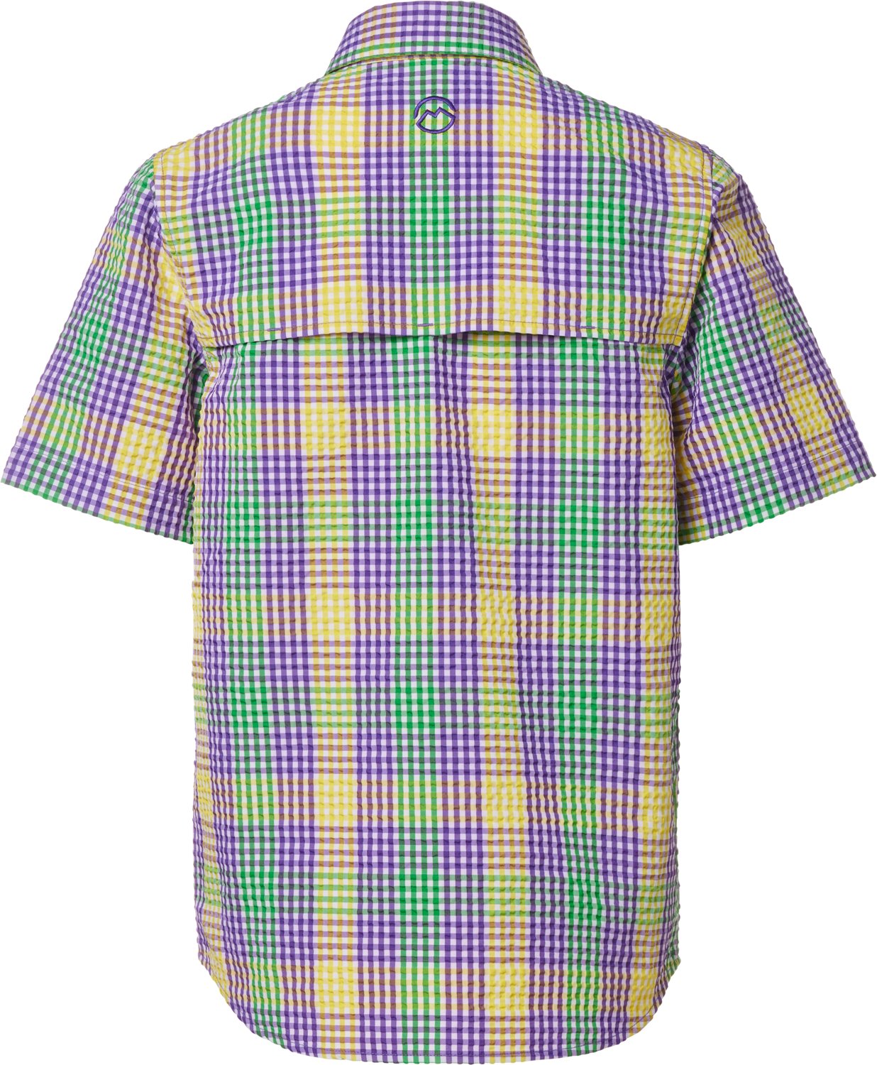 Magellan Outdoors Boys' Mardi Gras Seersucker Gingham Short Sleeve Button-Down Shirt                                             - view number 2