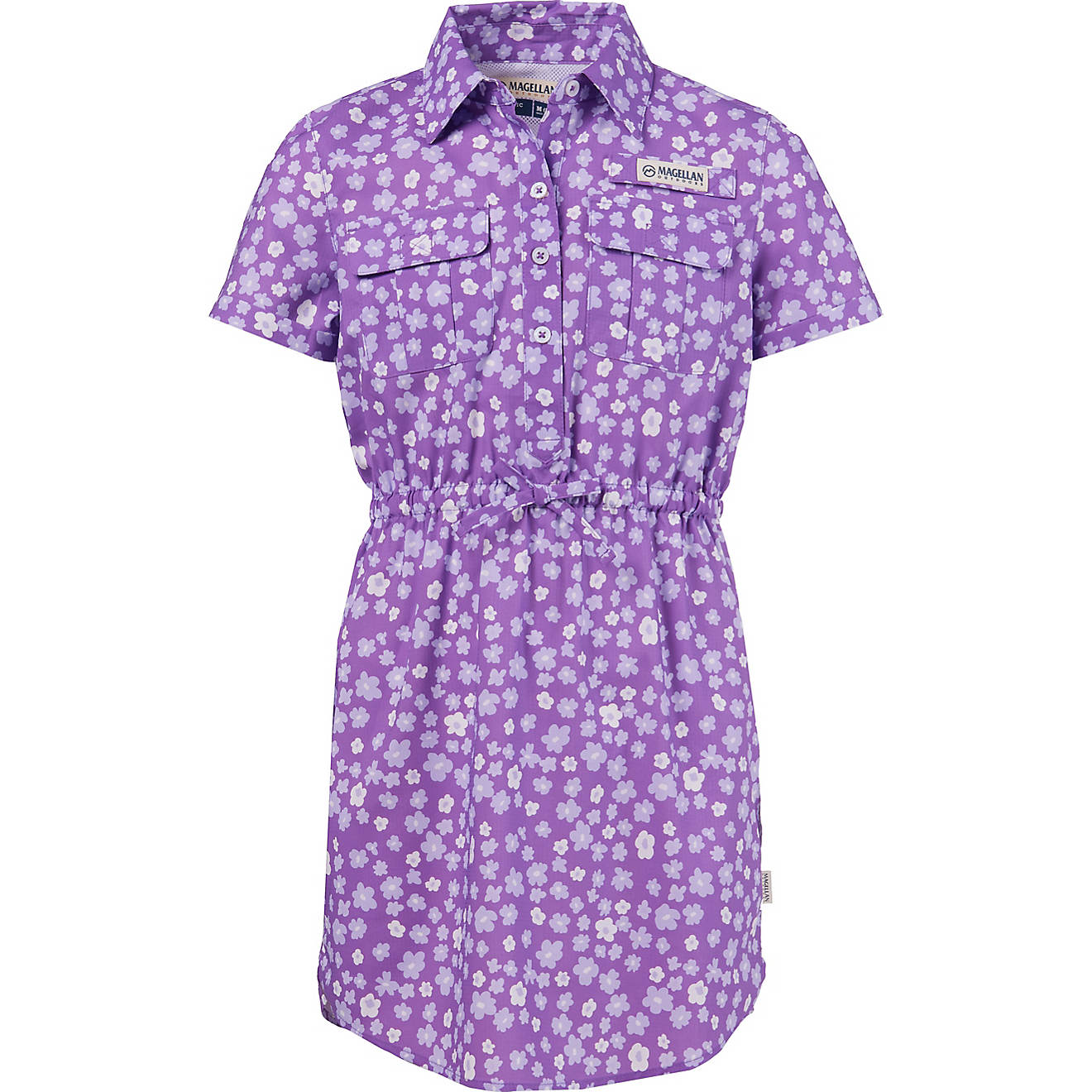Magellan Outdoors Girls' Seersucker Short Sleeve Fishing Shirt Dress                                                             - view number 1